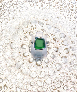 SEA GLASS RING ~ Deep Green