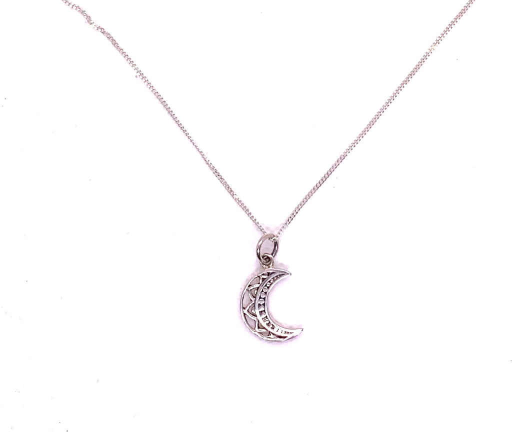 Tribal Moon Necklace - Silver